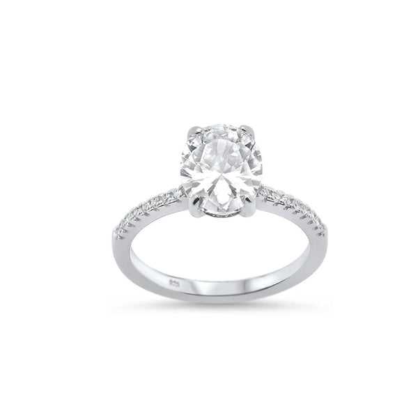 Oval Cut Sterling Silver Engagement Ring - 01SN12